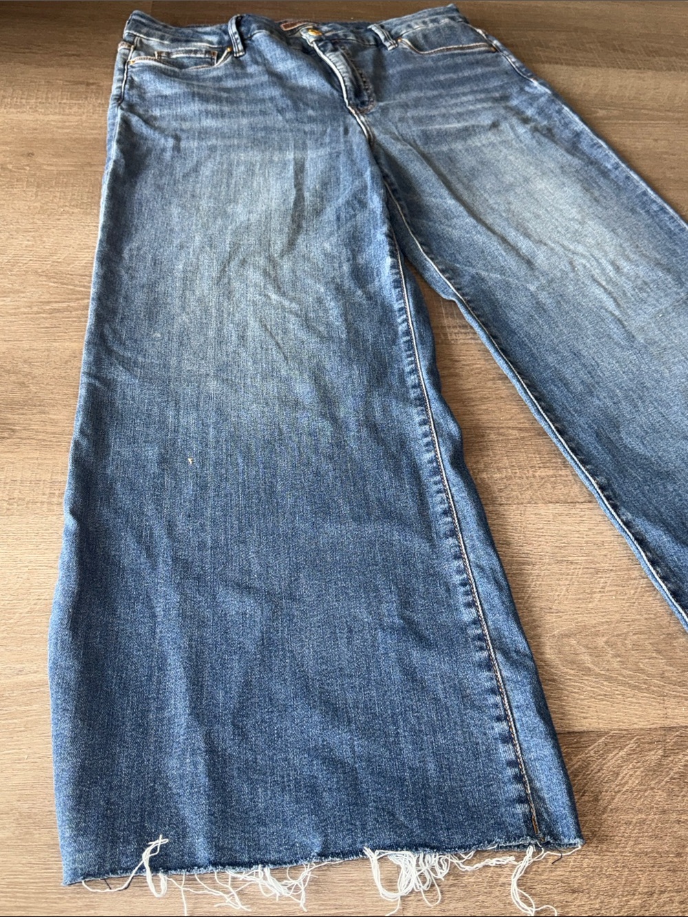 Meg Fab Ab Raw Hem High Waist Wide Leg Jeans Sz 14 - Picture 11 of 14